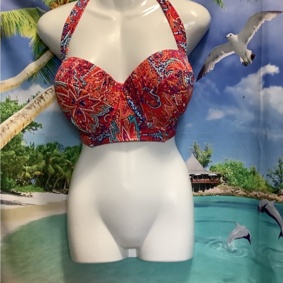 Sunsets bikini curve  top red blue turquoise size 18, large CD cup…nice …color - Picture 9 of 13